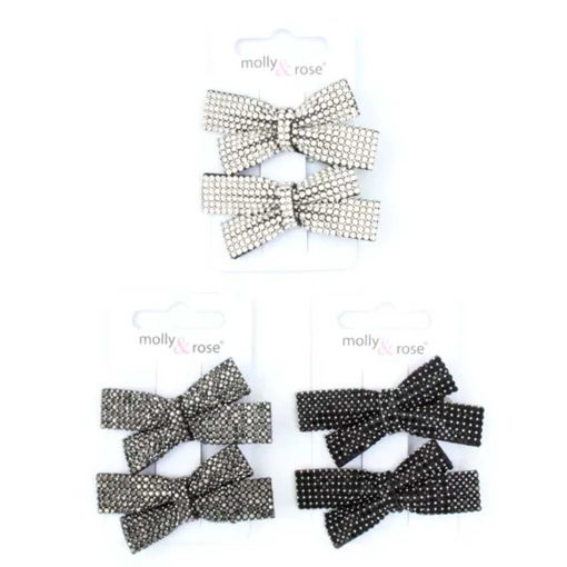 Picture of BOW CLIPS DIAMOND COVERED 5CM 2 PACK